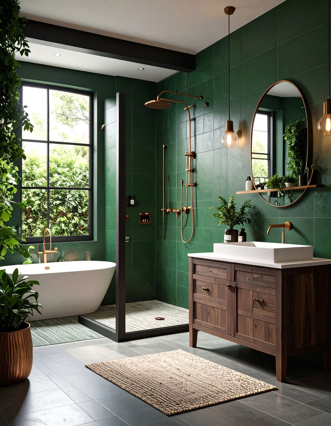 Bottle Green Tile Bathroom Industrial Edge - 20 Green Tile Bathroom Ideas