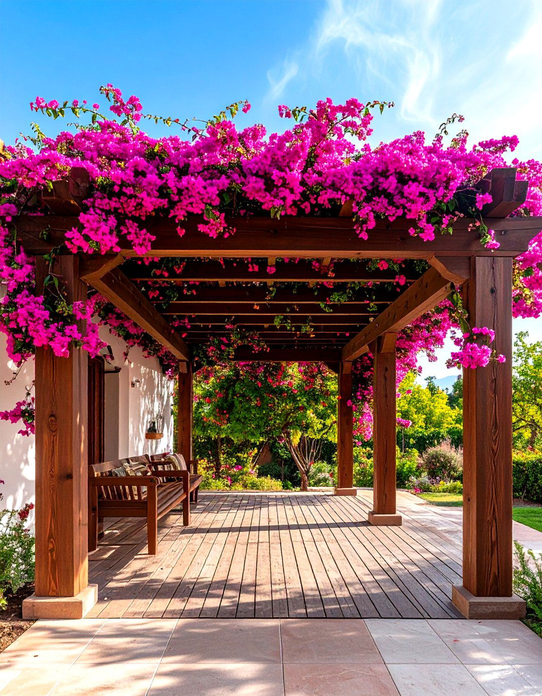 Bougainvillea Covered Pergolas for Spanish Style Home Exteriors - 20 spanish style home exterior ideas