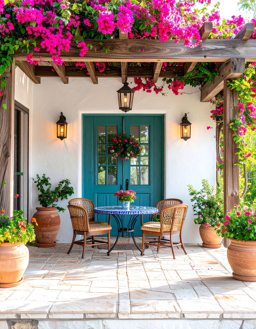 Bougainvillea Pergola Spanish Style Front Porch - 20 spanish style front porch ideas