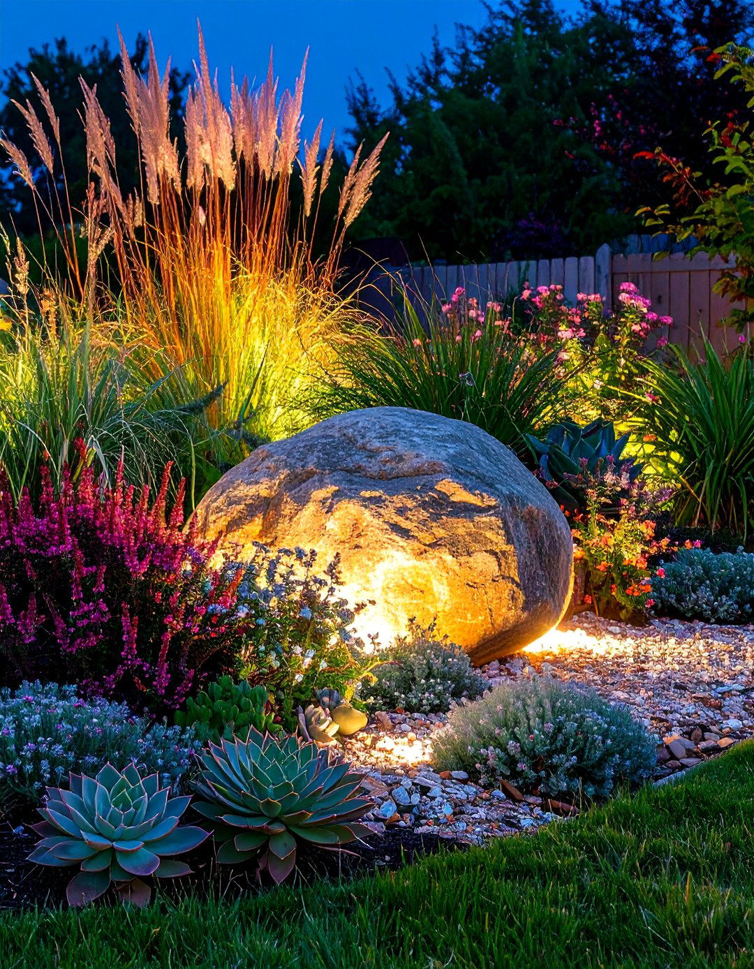 Boulder Accent Focal Point - 20 Stone Garden Ideas