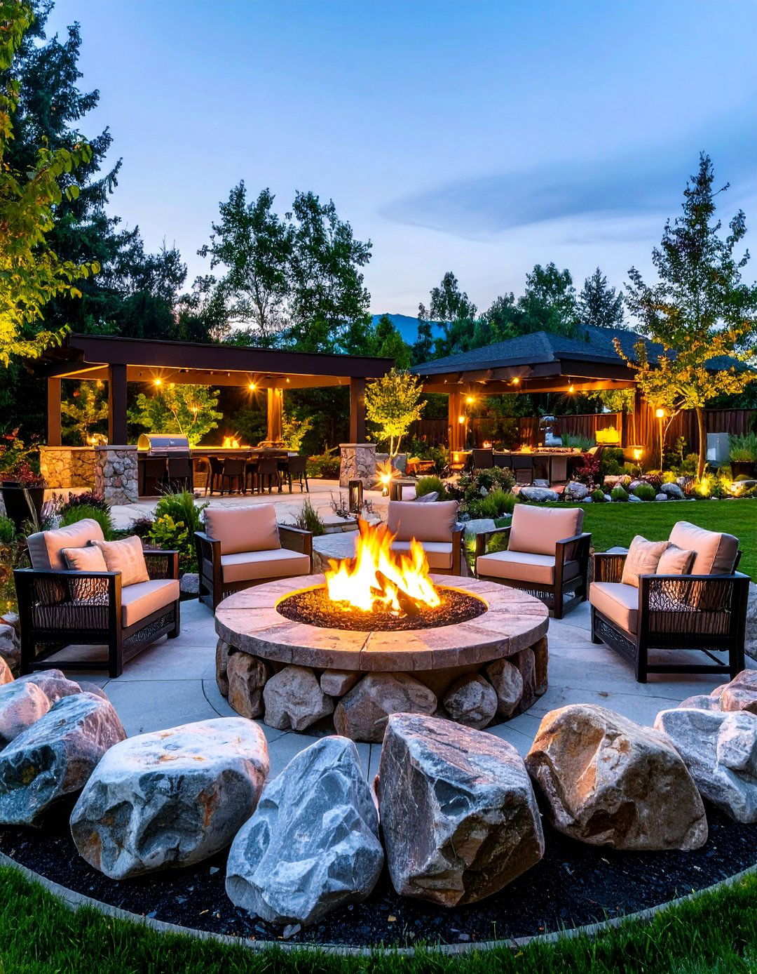 Boulder Fire Pit Entertainment Area - 20 Boulder Fire Pit Ideas