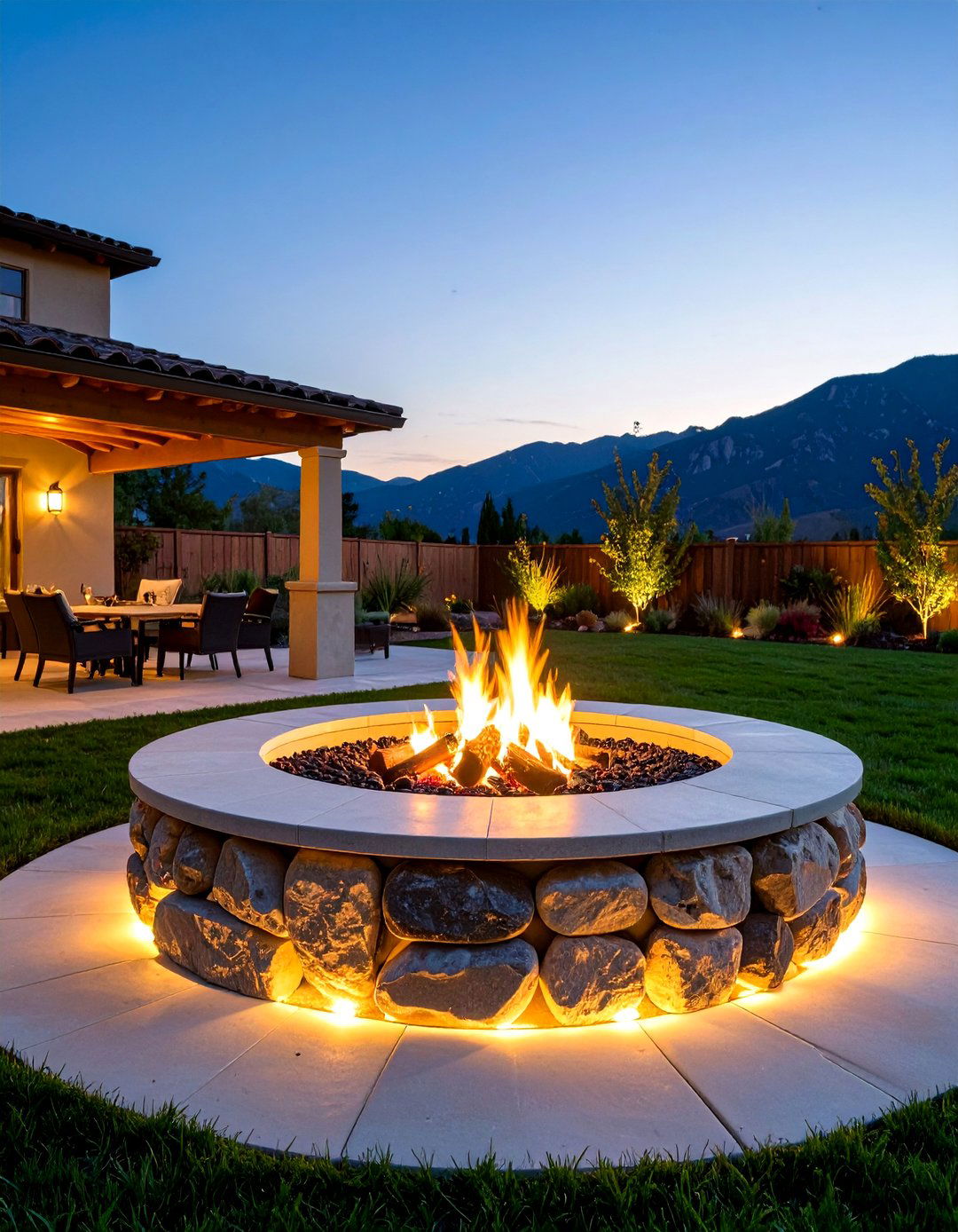 Boulder Fire Pit with Lighting Integration - 20 Boulder Fire Pit Ideas