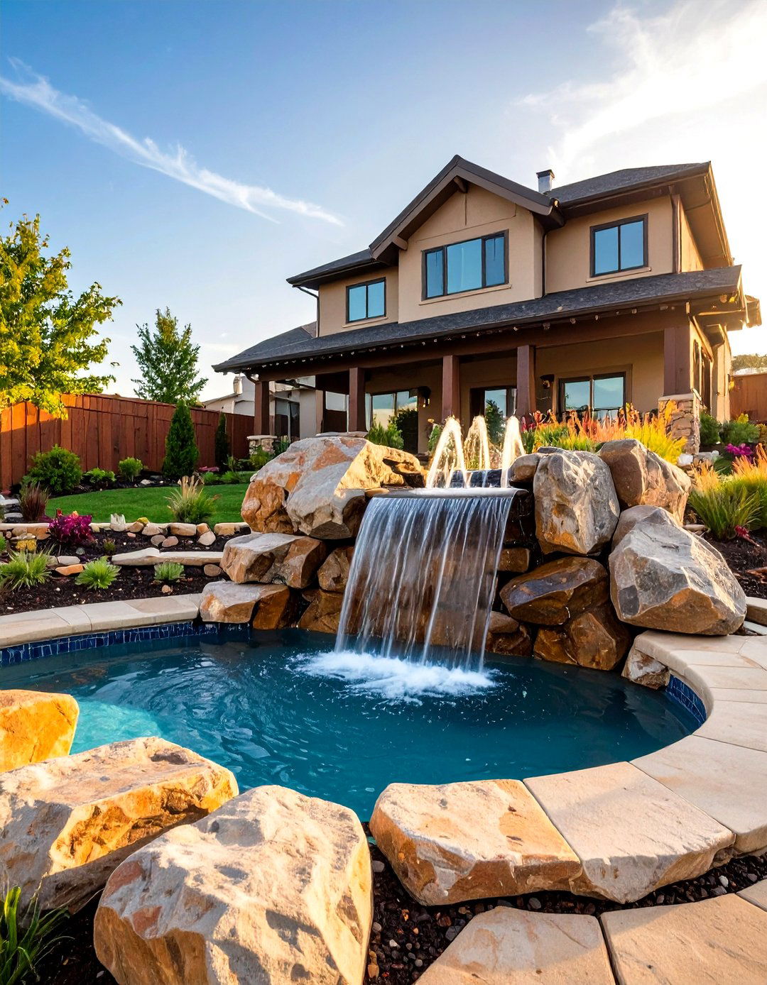 Boulder Jump Spout Fountains Naturalistic Stone Streams - 20 Pool Fountain Ideas