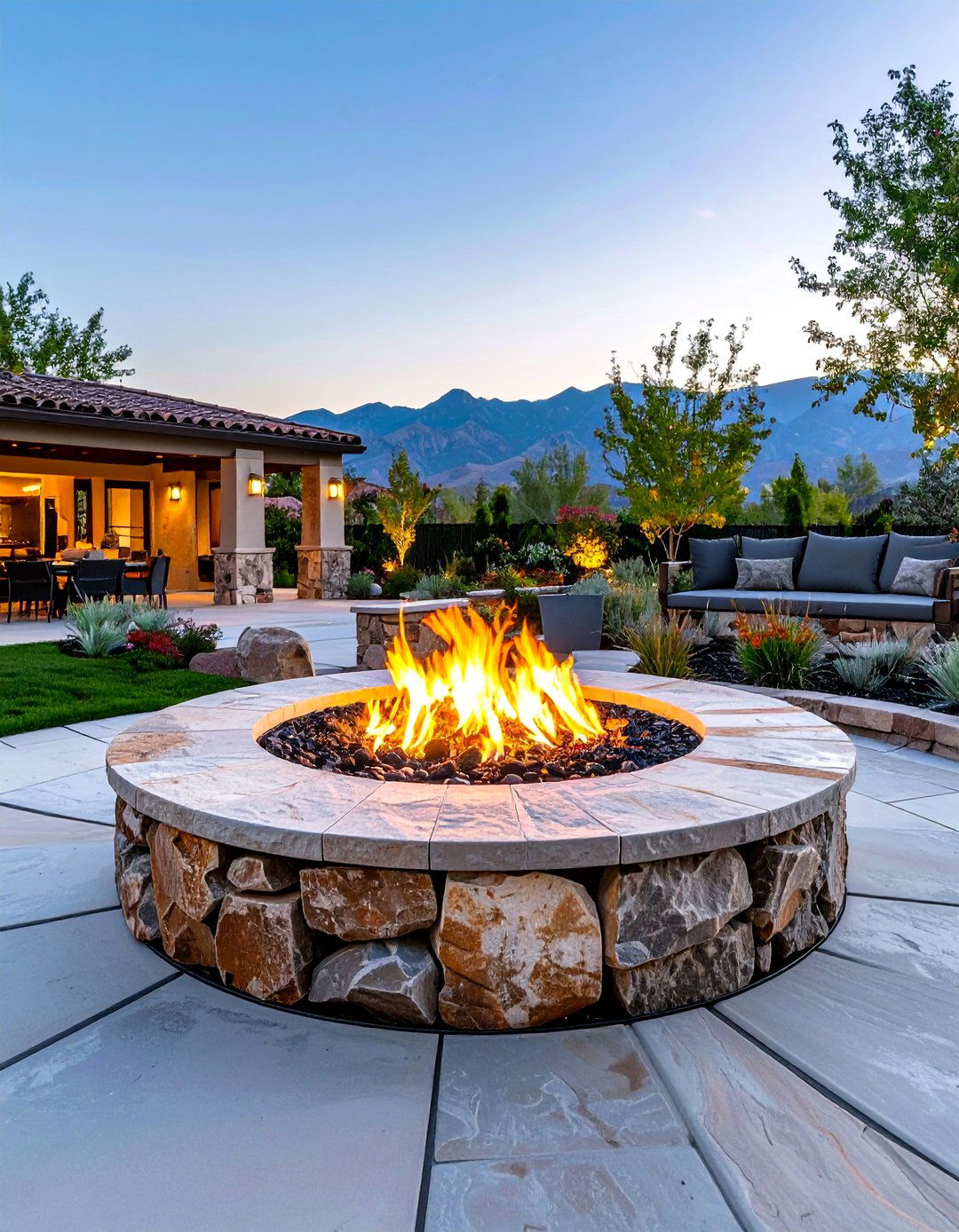 Boulder and Flagstone Fire Pit - 20 Boulder Fire Pit Ideas