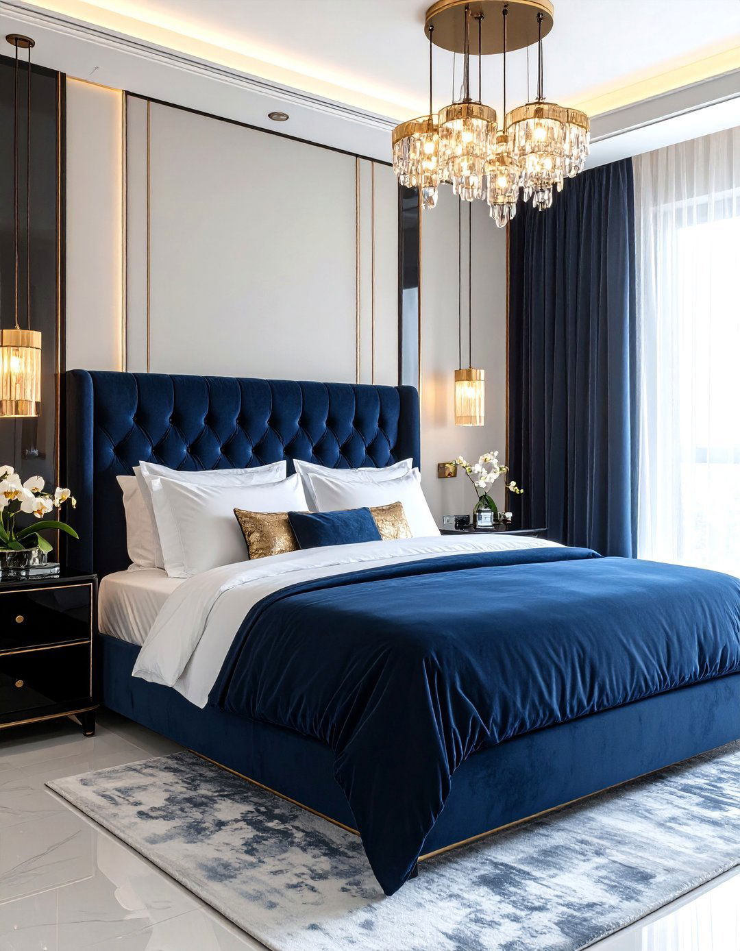 Boutique Hotel Black and Blue Bedroom - 20 Black and Blue Bedroom Ideas
