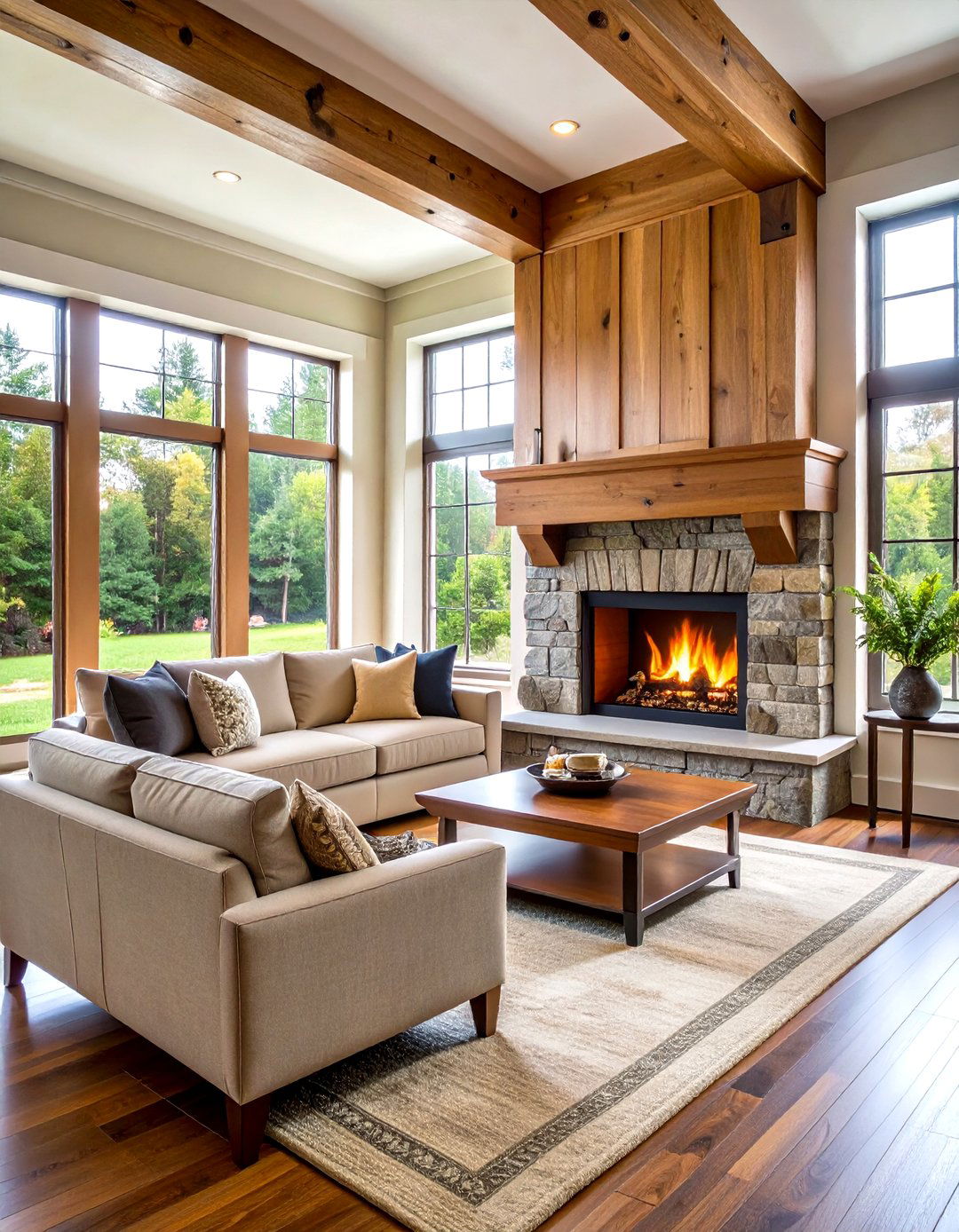 Box Beam Wood Mantel for Hollow Construction - 20 Wood Mantel Ideas