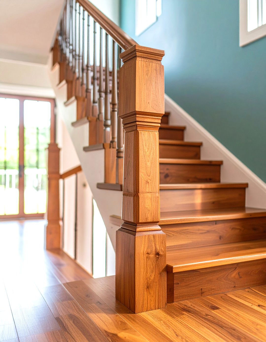 Box Newel Wood Stair Railing - 20 Wood Stair Railing Ideas