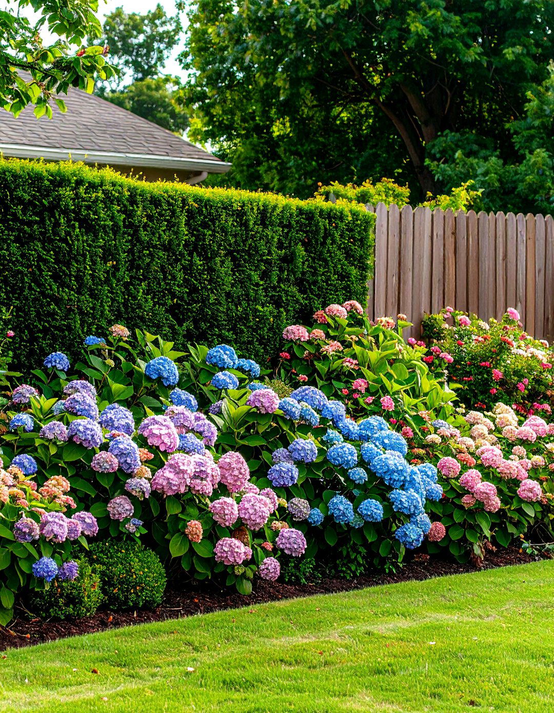 Boxwood Border With Hydrangea Backdrop - 20 Front Yard Boxwood Designs