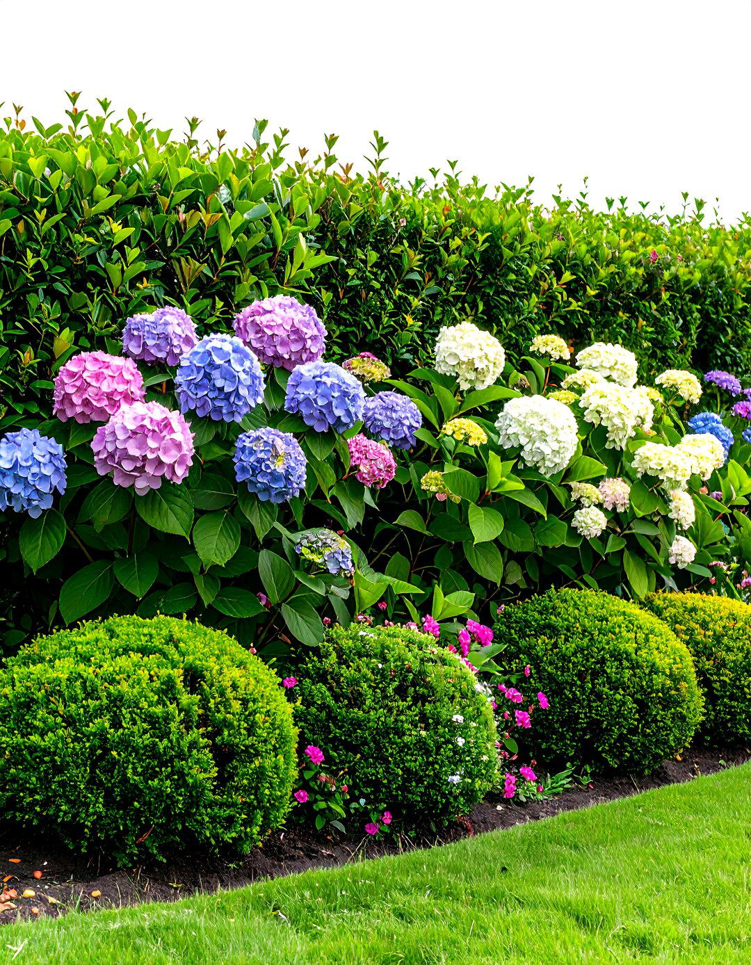 Boxwood and Hydrangea Contrast Border - 20 Front Yard Boxwood Shrubs