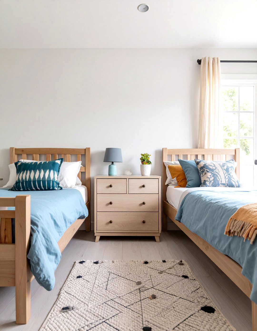 Boy and Girl Shared Small Room Central Nightstand Design - 20 Boy and Girl Shared Small Room Ideas