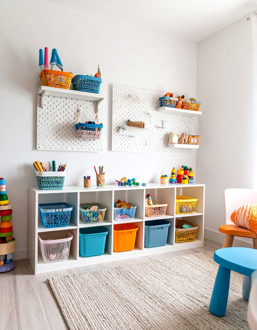 Boy and Girl Shared Small Room Pegboard Organization System - 20 Boy and Girl Shared Small Room Ideas