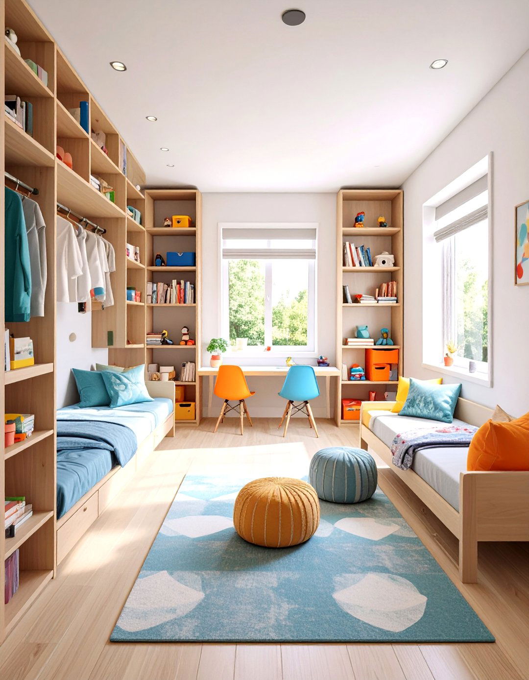 Boy and Girl Shared Small Room Storage Divider System - 20 Boy and Girl Shared Small Room Ideas