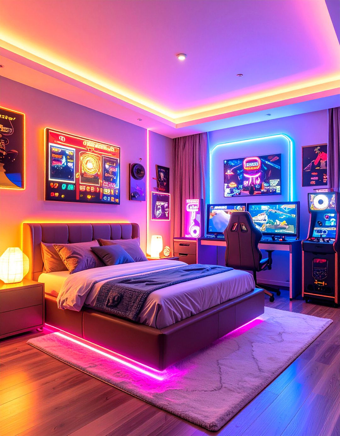 Boys Gaming Bedroom Ambient Ceiling Effects - 20 Boys Gaming Bedroom Ideas