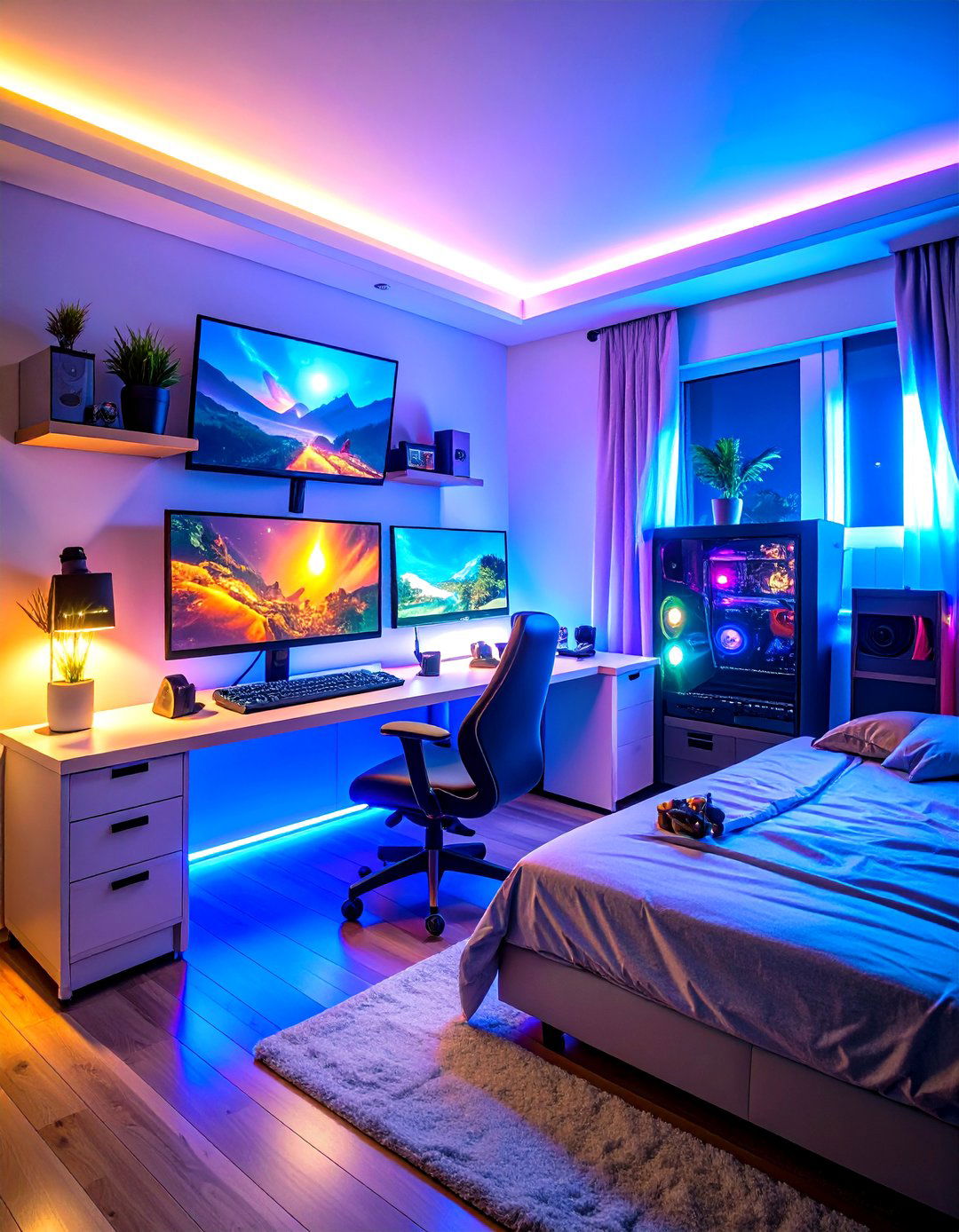 Boys Gaming Bedroom Dark Moody Atmosphere - 20 Boys Gaming Bedroom Ideas