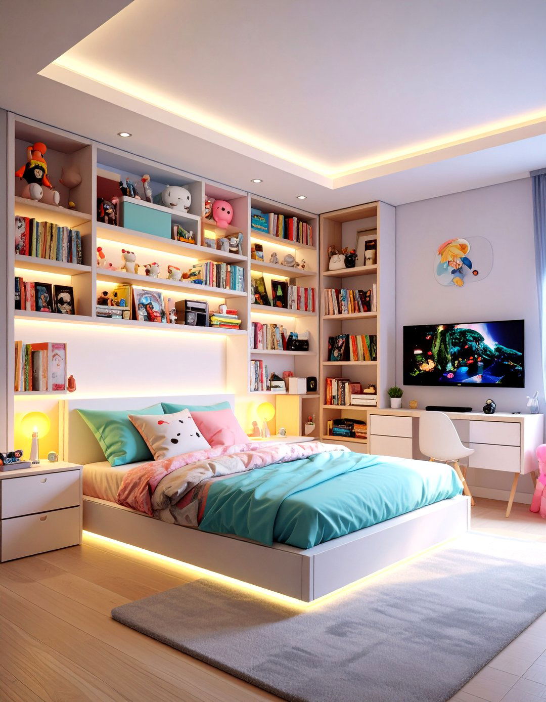 Boys Gaming Bedroom Neon Accent Lighting - 20 Boys Gaming Bedroom Ideas