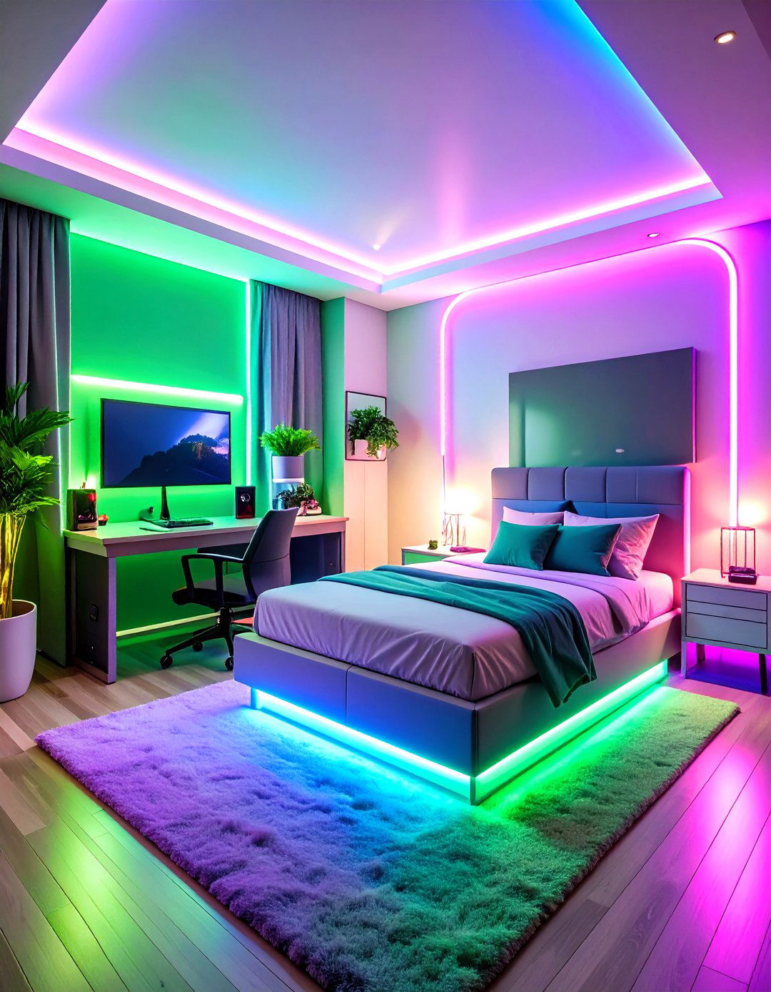 Boys Gaming Bedroom Smart Lighting System - 20 Boys Gaming Bedroom Ideas