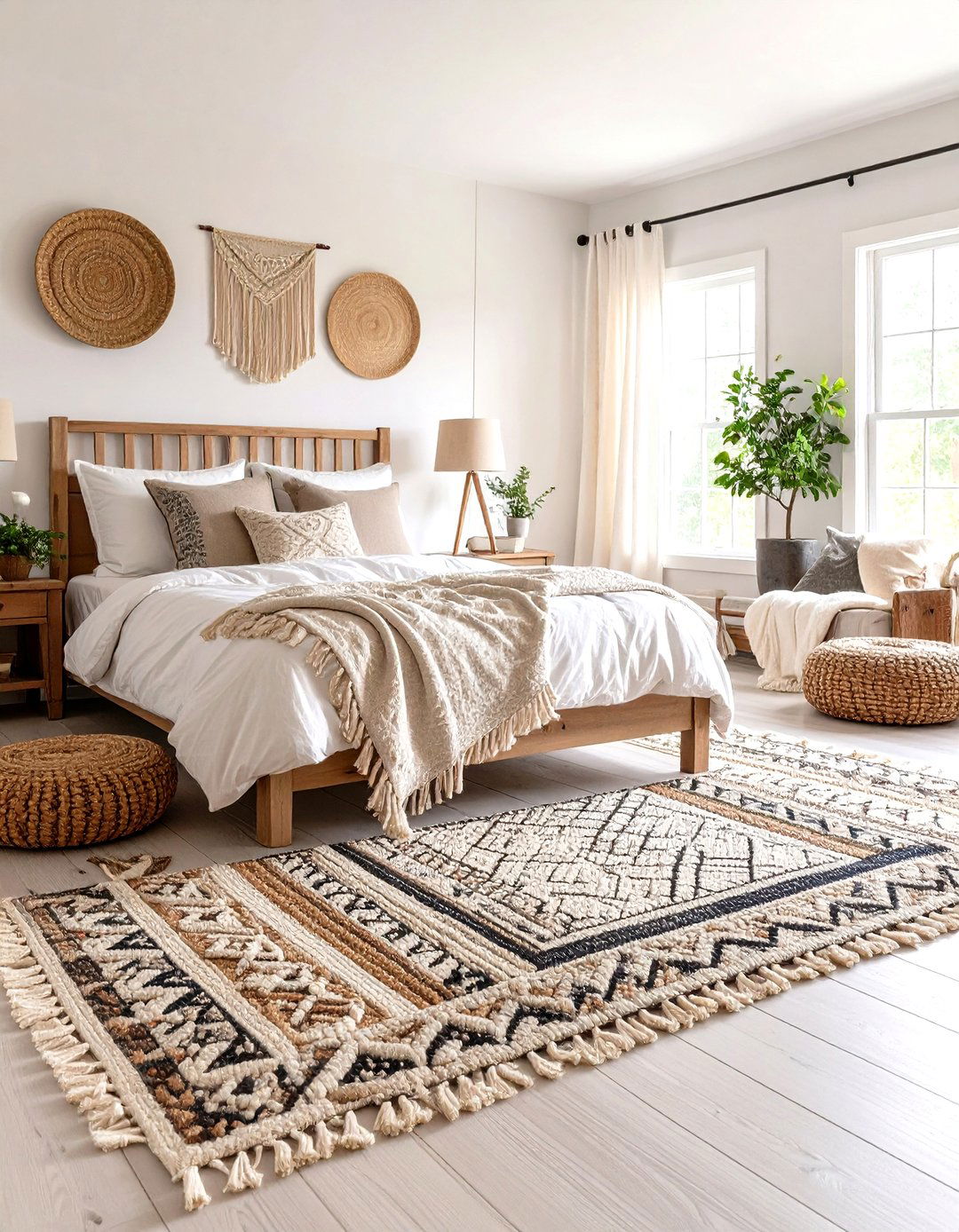 Braided Area Rugs for Country Bedroom Floor Warmth - 20 Country Bedroom Ideas