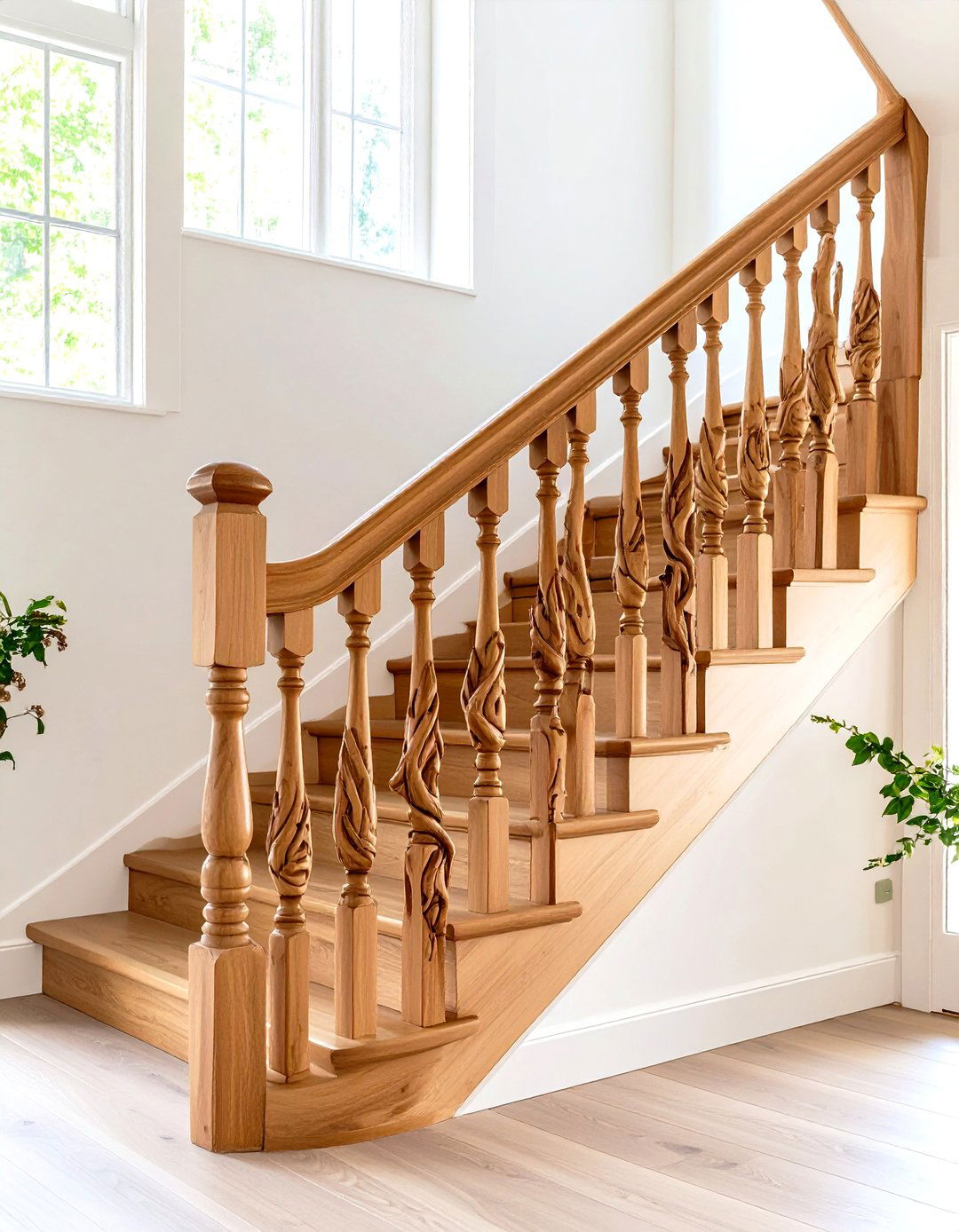 Branch Inspired Wood Stair Railing - 20 Wood Stair Railing Ideas