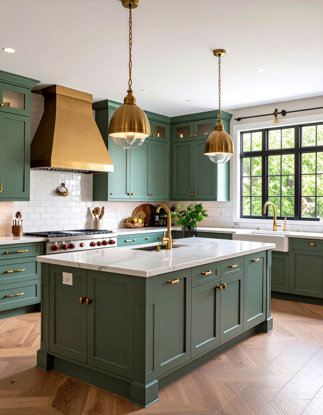 Brass Hardware Townhouse Kitchen Accents - 20 Townhouse Kitchen Ideas