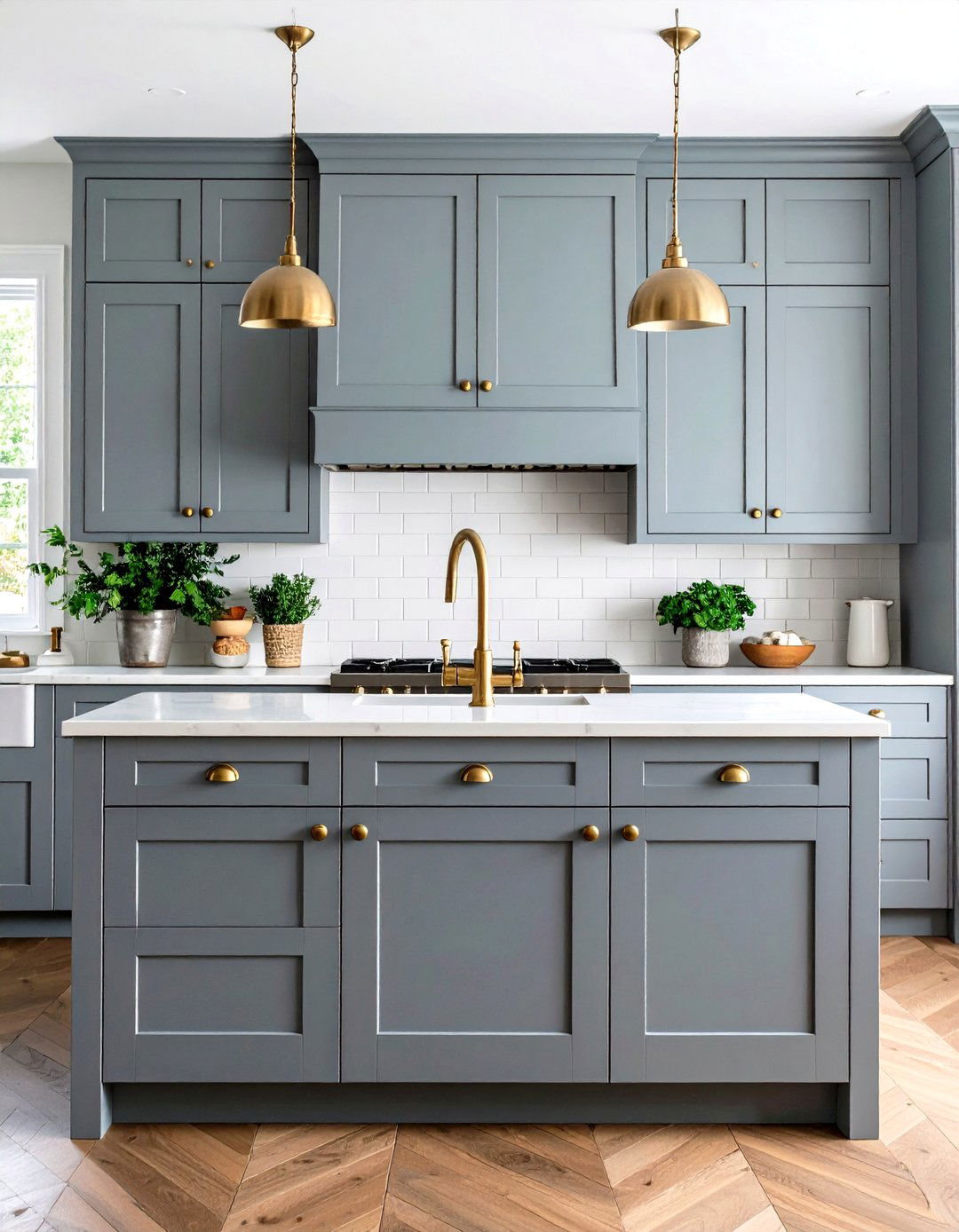 Brass Hardware for Farmhouse Gray Cabinets - 20 Farmhouse Kitchen With Gray Cabinets Ideas