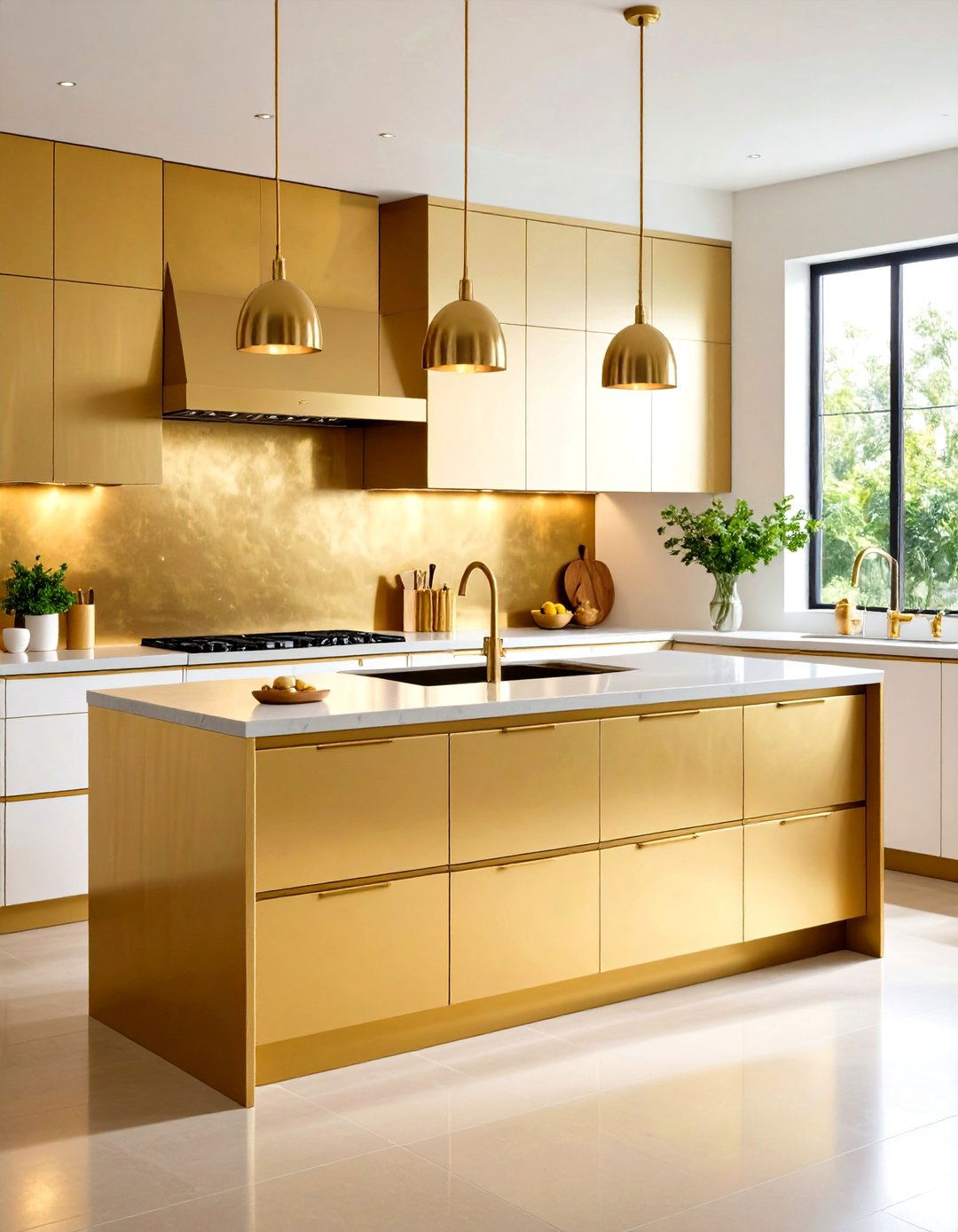 Brass Kitchen Splashback Luxurious Warmth Design - 20 Kitchen Splashback Ideas