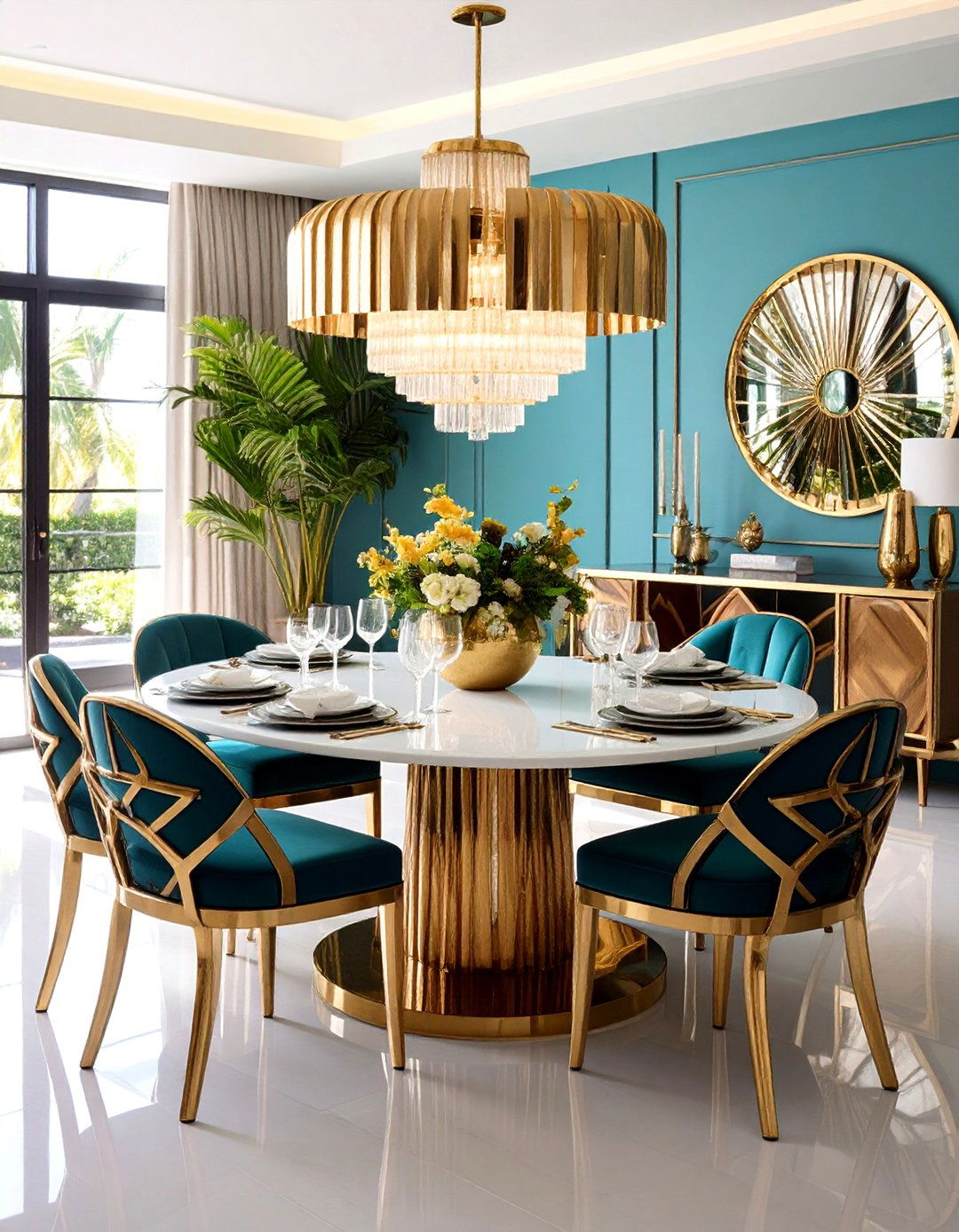 Brass and Chrome Mix Adds Period Authenticity - 25 Art Deco Dining Room Ideas