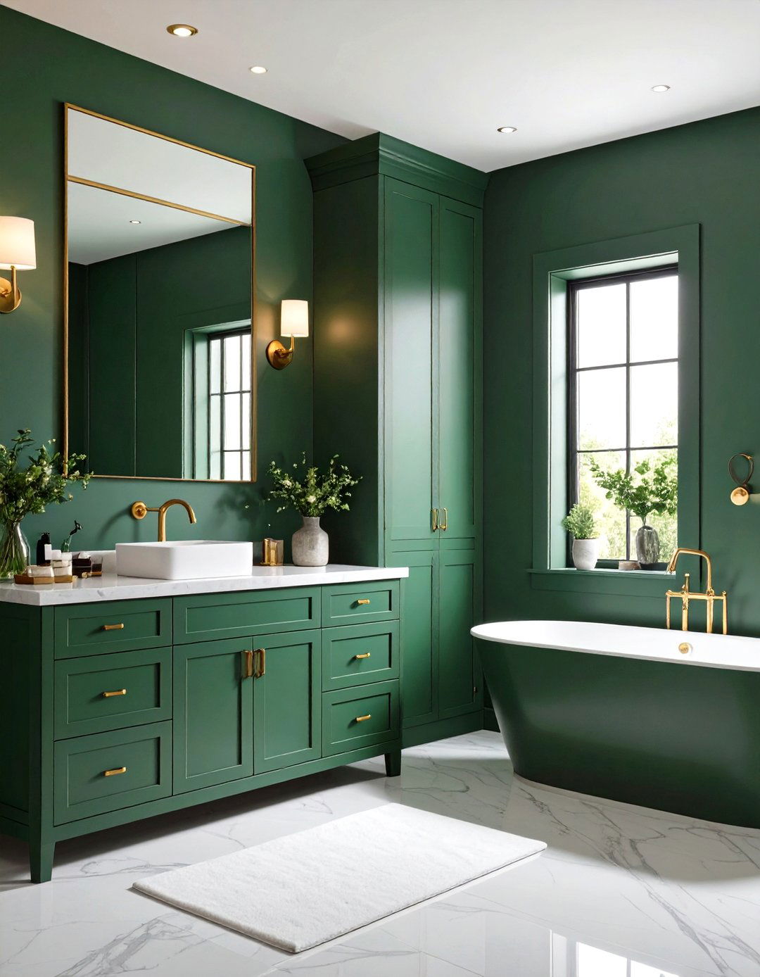 Brass and Green Hardware - 20 Small Green Bathroom Ideas