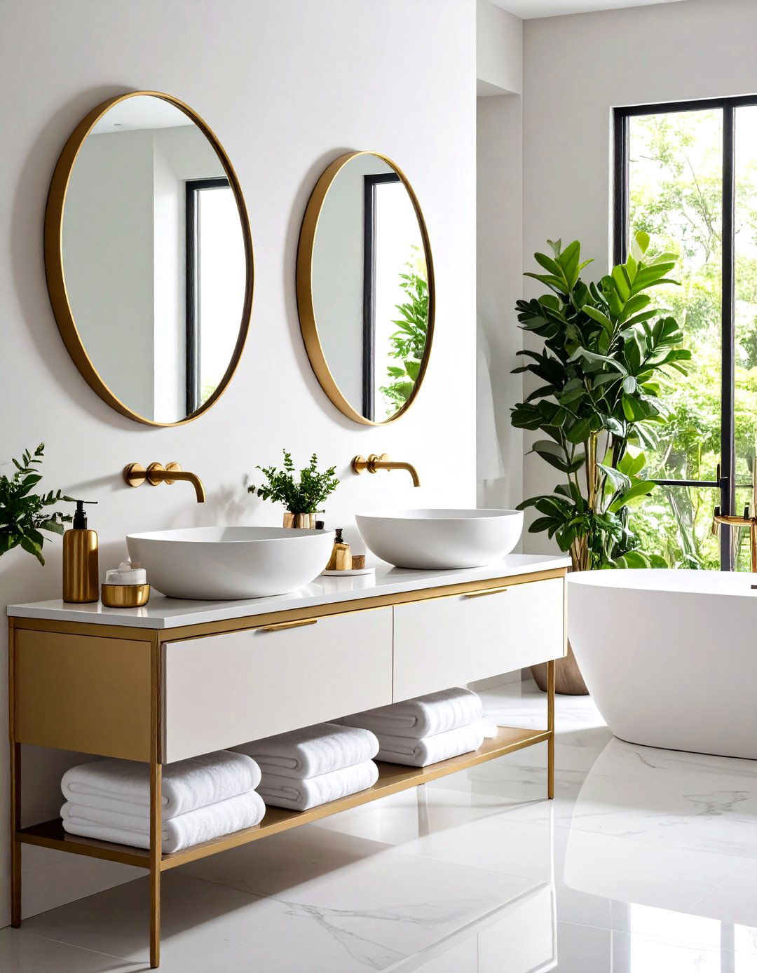 Brass and Mixed Metal Bathroom Fixtures - 20 Elegant Bathroom Decor Ideas