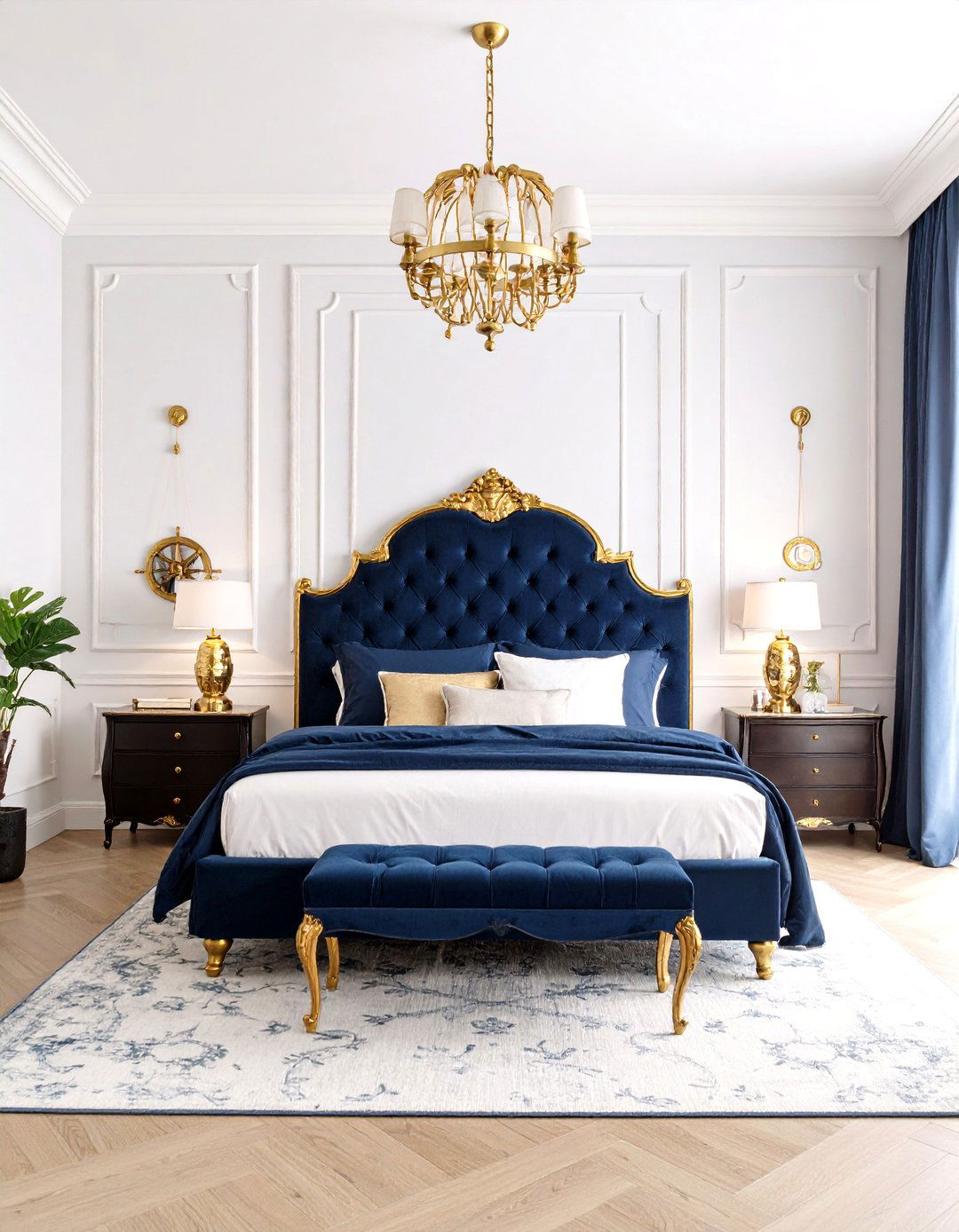 Brass and Navy Maritime Preppy Room - 20 Preppy Room Ideas