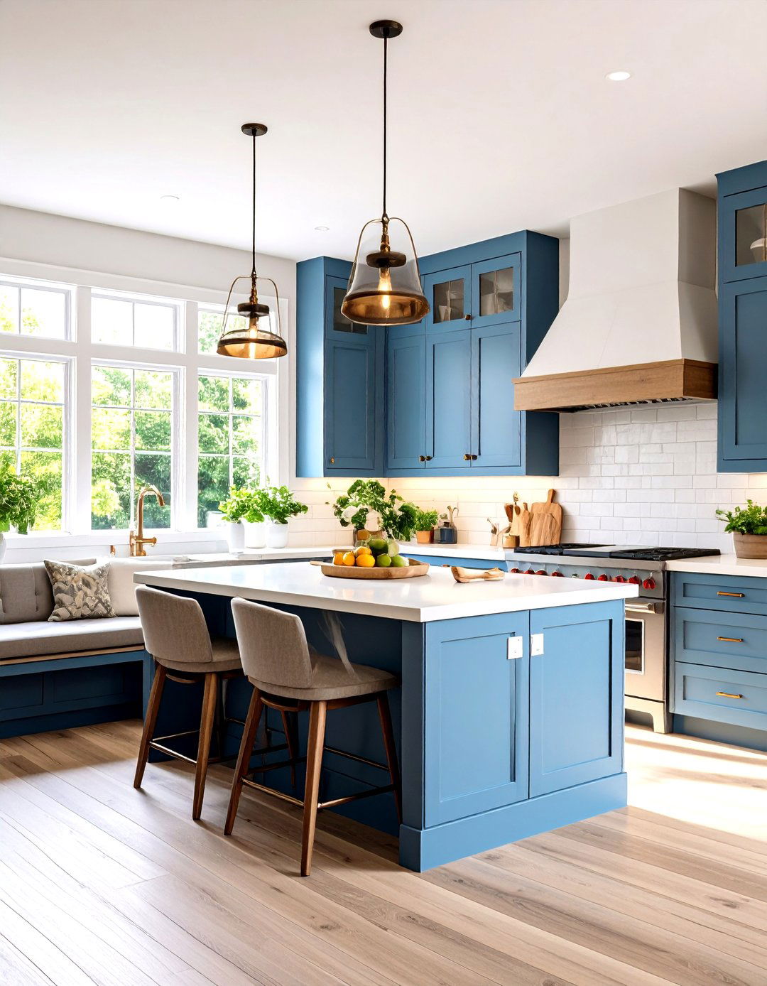 Breakfast Nook Transitional Kitchen with Integrated Dining - 20 Transitional Kitchen Ideas
