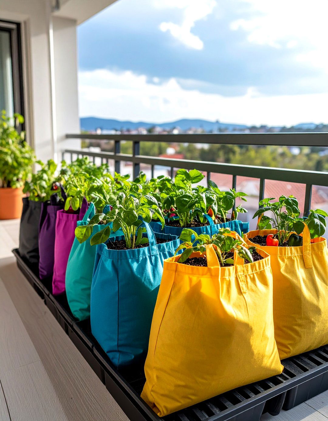 Breathable Fabric Grow Bags for Root Health and Portability - 20 Green Balcony Ideas