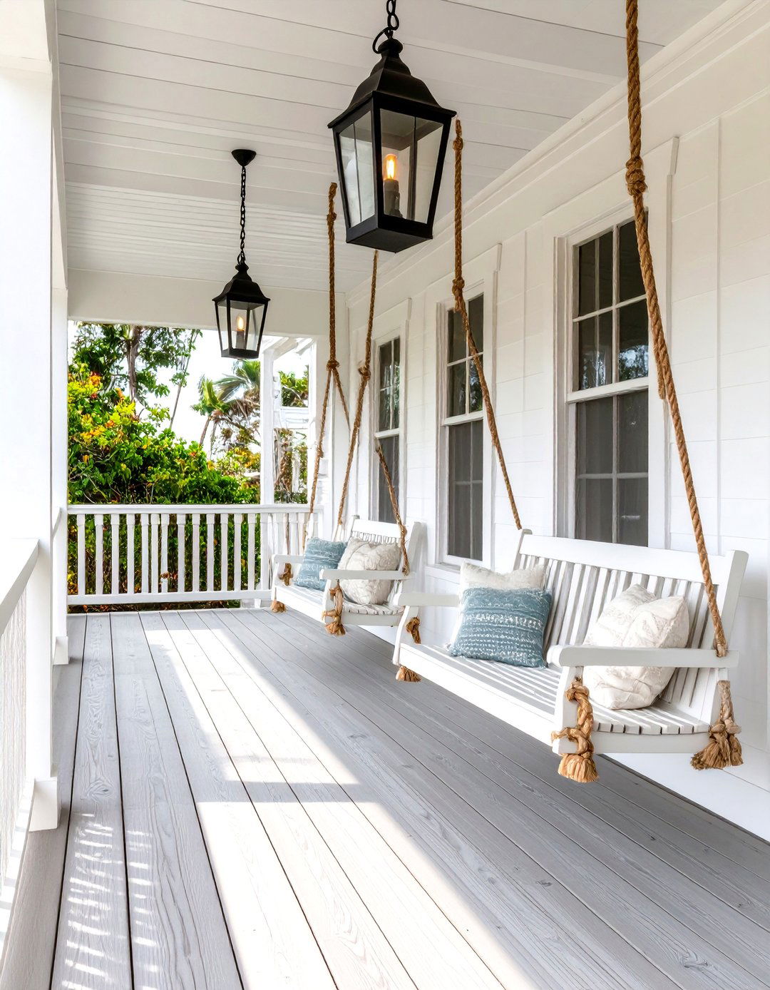 Breezy Coastal White Porch Deck - 20 Front Porch Deck Ideas
