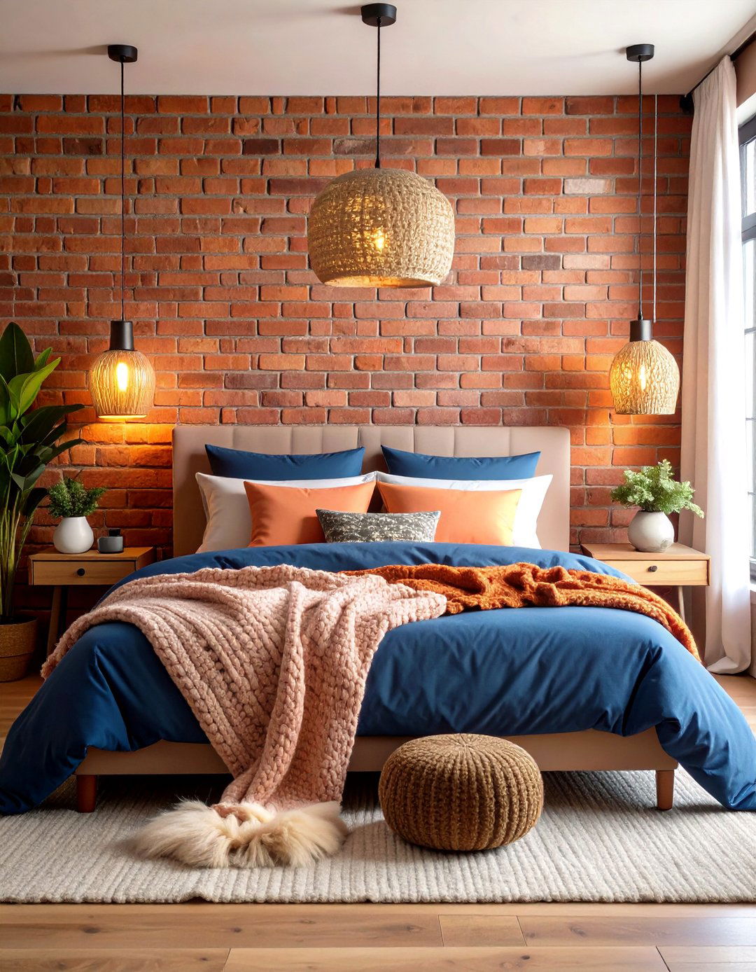 Brick Accent Wall Behind a Bedroom Headboard - 20 Brick Accent Wall Ideas