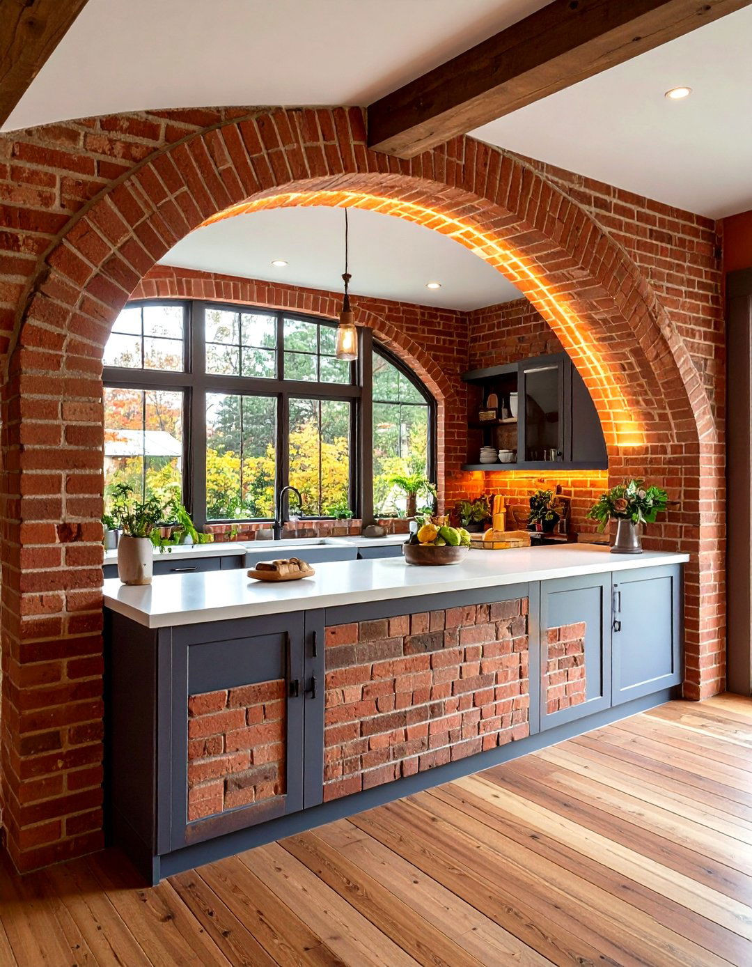 Brick Archway Accent Wall Defining a Chefs Niche - 20 Brick Accent Wall Ideas