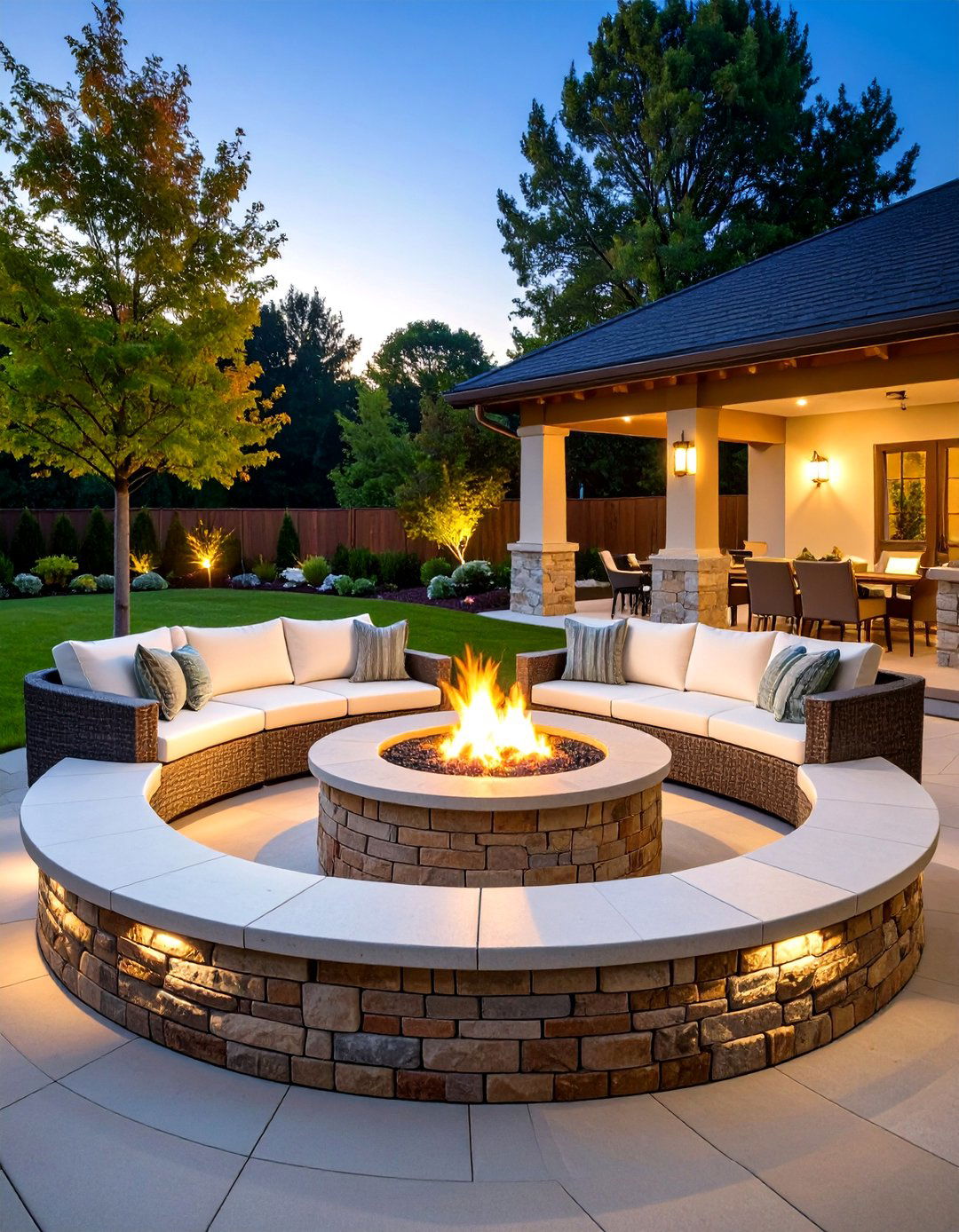 Brick Fire Pit with Built in Seating - 20 Brick Fire Pit Ideas