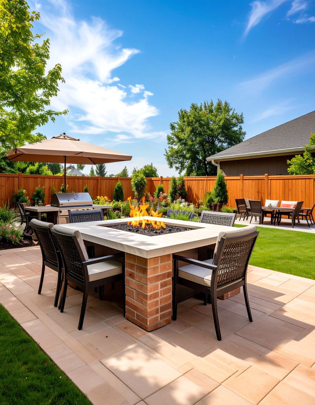 Brick Fire Pit with Cooking Features - 20 Brick Fire Pit Ideas