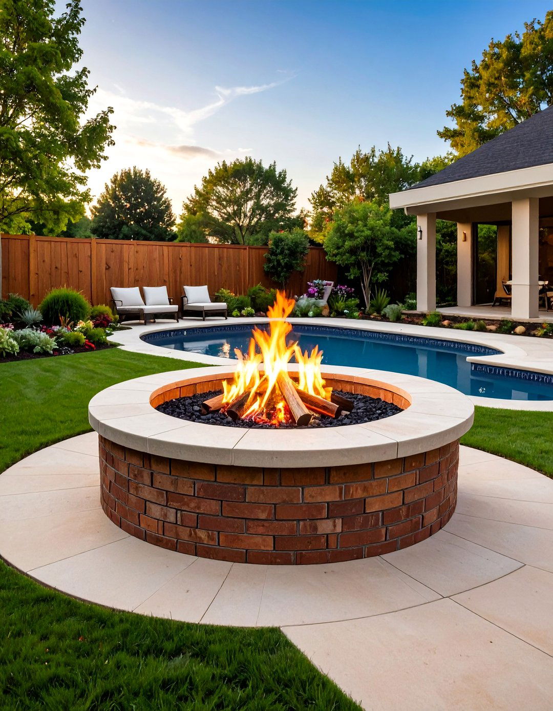 Brick Fire Pit with Water Feature Integration - 20 Brick Fire Pit Ideas