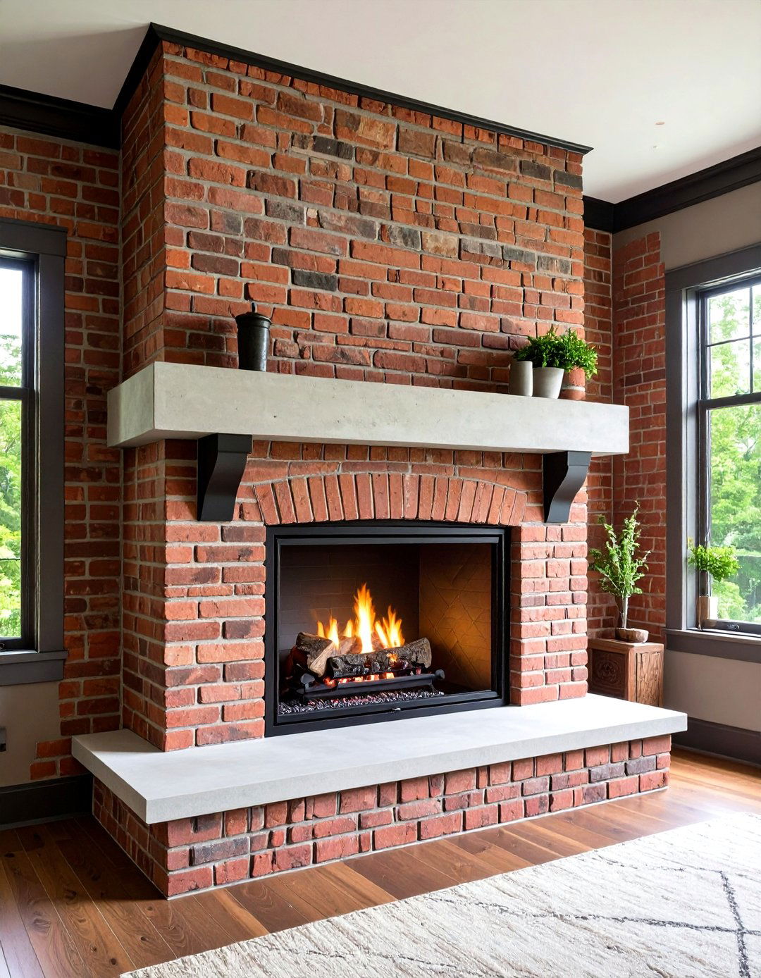 Brick Fireplace Accent Wall as a Dramatic Hearth - 20 Brick Accent Wall Ideas