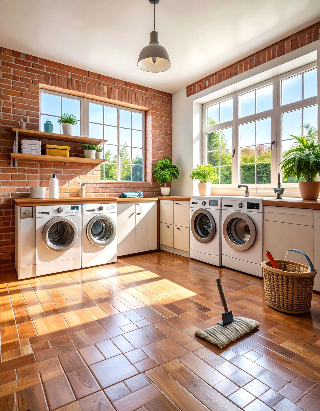 Brick Floor Laundry Room Maintenance and Sealing - 20 Brick Floor Laundry Room Ideas