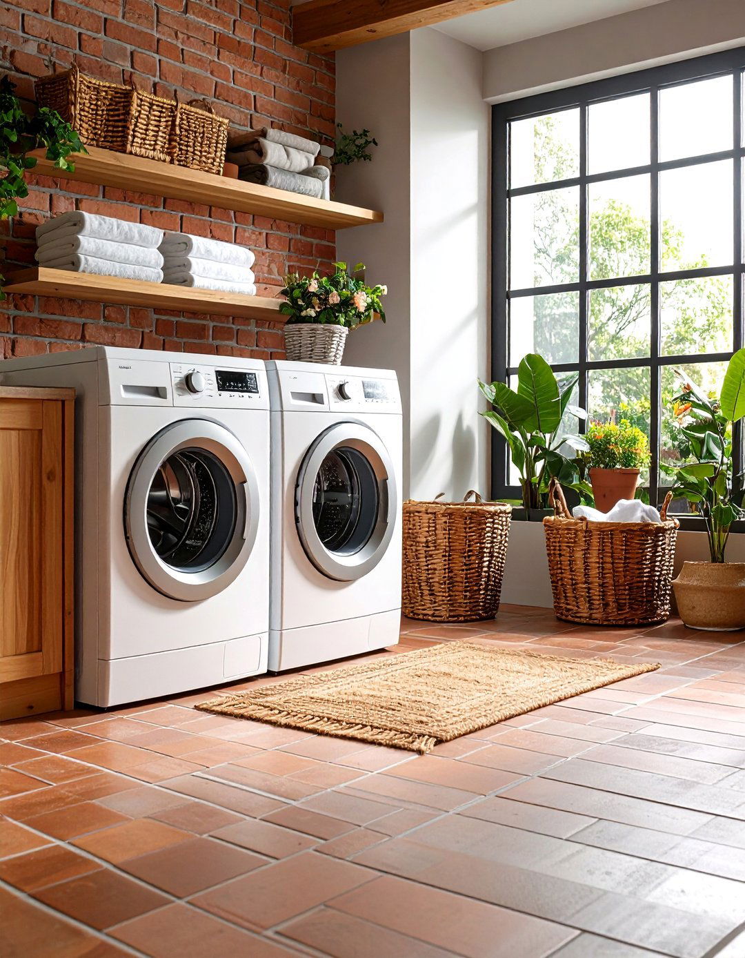 Brick Floor Laundry Room Style Variations - 20 Brick Floor Laundry Room Ideas