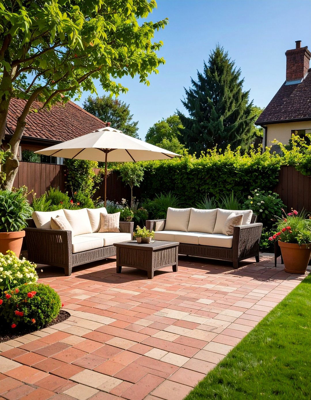 Brick Landscaping Basket Weave Patio Design - 20 Brick Landscaping Ideas