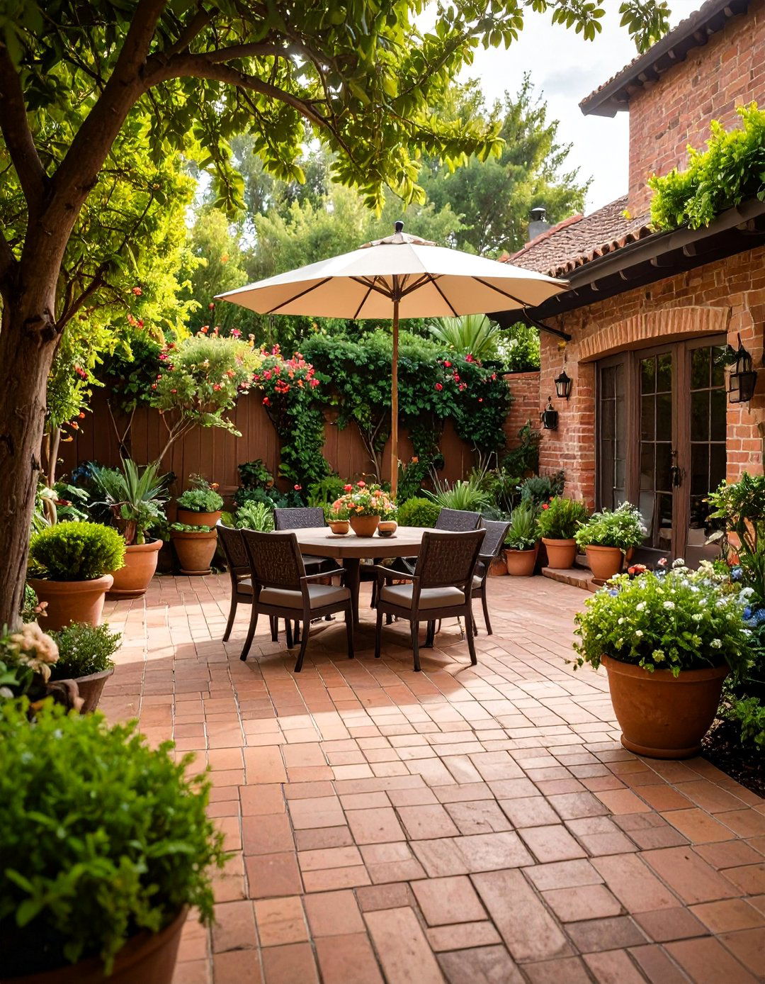 Brick Landscaping Courtyard Entertainment Space - 20 Brick Landscaping Ideas
