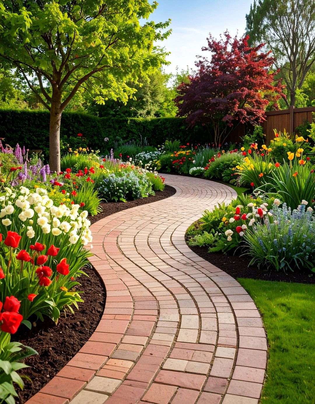 Brick Landscaping Curved Walkway Patterns - 20 Brick Landscaping Ideas