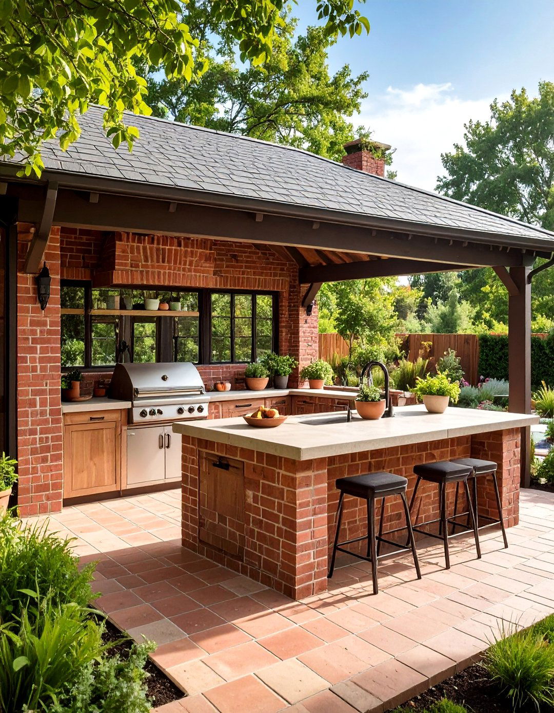 Brick Landscaping Outdoor Kitchen Surround - 20 Brick Landscaping Ideas