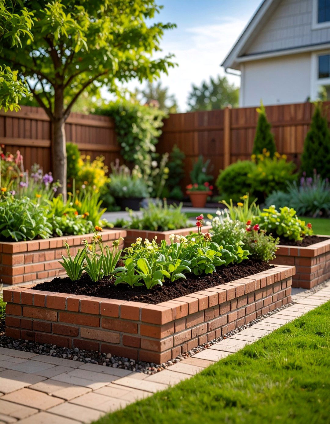 Brick Landscaping Raised Garden Bed Borders - 20 Brick Landscaping Ideas