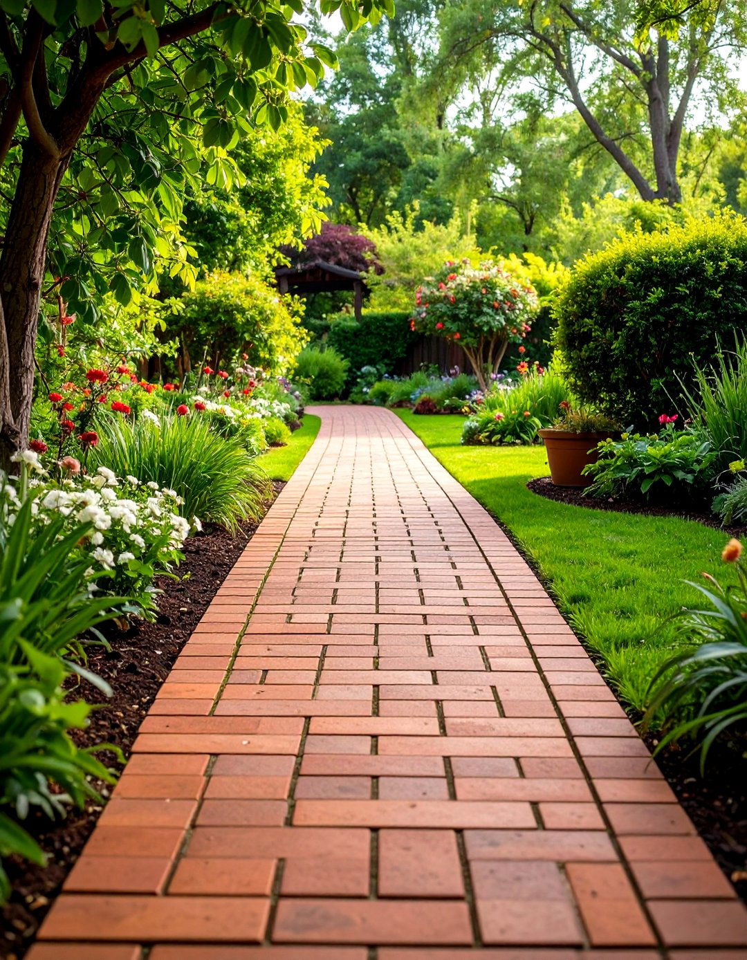 Brick Landscaping Running Bond Walkways - 20 Brick Landscaping Ideas