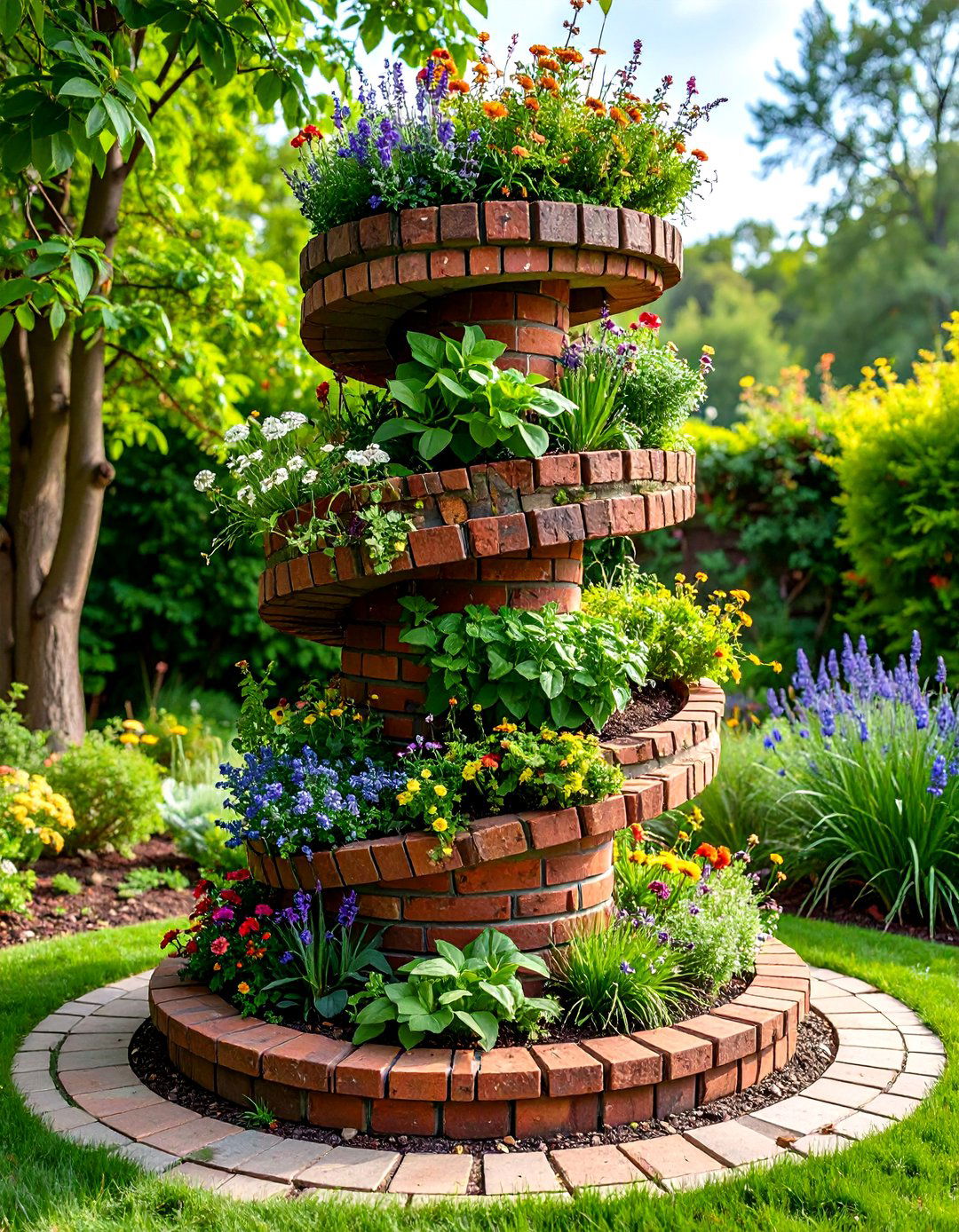 Brick Landscaping Spiral Planter Design - 20 Brick Landscaping Ideas