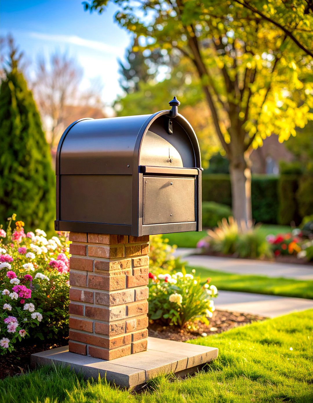 Brick Mailbox with Built in Newspaper Holder Feature - 20 Brick Mailbox Ideas