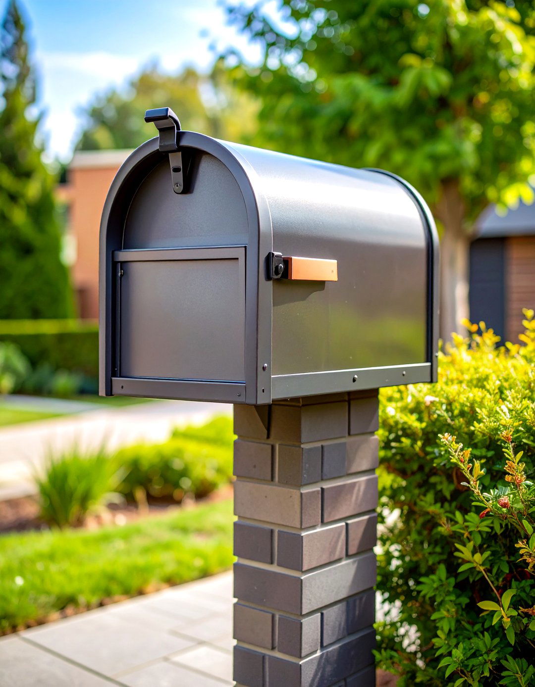 Brick Mailbox with Contemporary Metal Accent Details - 20 Brick Mailbox Ideas