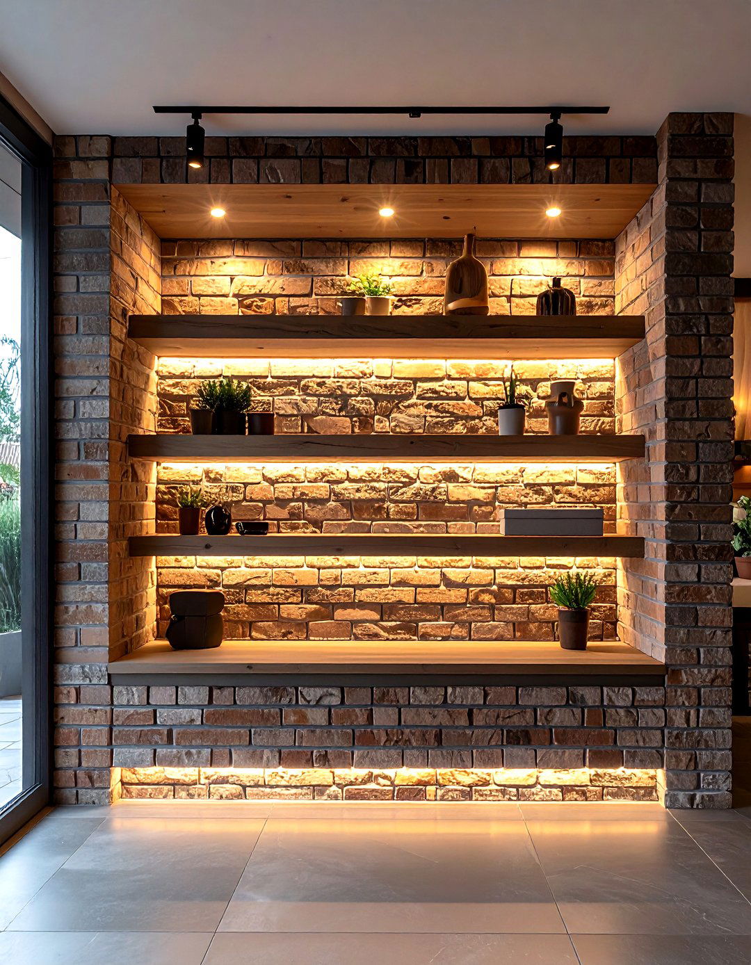 Brick Niche Accent Wall for Curated Displays - 20 Brick Accent Wall Ideas
